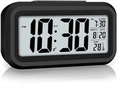 Digital Alarm Clock, Alarm Clock for Bedroom with Night Light, Indoor Tempera…
