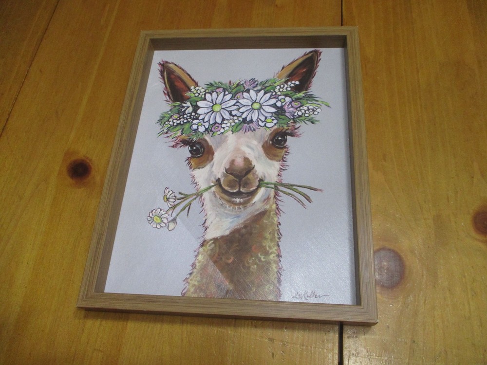Alpaca Art Print»ROSIE» Daisy Flower Crown Llama Wall Art,2 Cute!,14 1/2″ X 12″