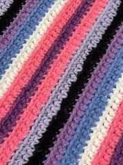 Vintage Hand Made Grannycore 44”x44 Pink Purple Blue Black Blanket Afghan Throw