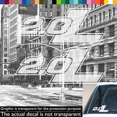 2.0 L 2.0L LITER CC Engine Size Decal Sticker (Pair)
