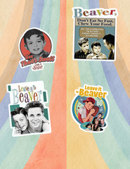 Leave It To Beaver Retro TV 4pc Sticker Pack