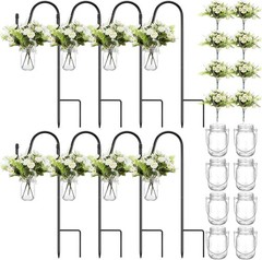 8 Sets Wedding Aisle Decoration Include 16 oz Rose Daisy Hanging Mason Jar 32