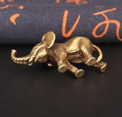 Brass Elephant Animal Statue Small Sculpture Tabletop Figurine Home Decor Gifts