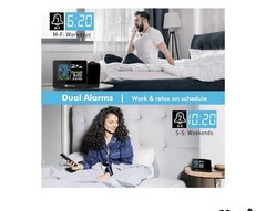 Dr. Prepare Projection Alarm Clock for Bedrooms with Indoor &Outdoor Temperature