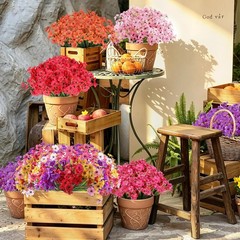 12 Bundles Artificial Flowers for Outdoors Fake Flowers Plants Spring Decor USA