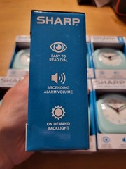 Sharp Quartz Analog Battery Operated Mint Alarm Clock Ascending Volume Backlight