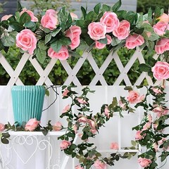 6× Fake Rose Vine Flowers Plants Artificial Hanging Ivy Wedding Decor 7.5 Ft USA