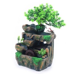 Mini Tabletop Water Fountain Rockery Waterfall w/ LED Light Table Decor Ornament