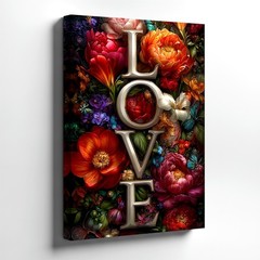 Wall Art Floral LOVE Letter Print Romantic Flower Butterfly Vertical Home Decor