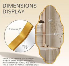 Gold Scalloped Bathroom Mirror, Irregular Wall Mirror with Brushed Metal Frame,