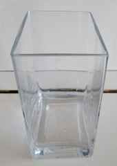 RECTANGULAR CLEAR GLASS VASE 6. BY 4 BY 3 INCHES