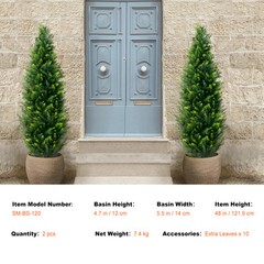 VEVOR 2 Pack 4′ Artificial Cedar Topiary Tree Faux Plant UV Decor In/Outdoor