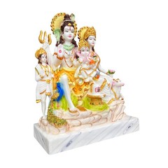 Marble Dust Lord Shiv Parivar Mahadev Family Idol Figurine Statue