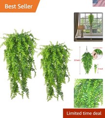 32» Hanging Ferns – 2 Pack of Realistic UV Resistant Plants for All Seasons