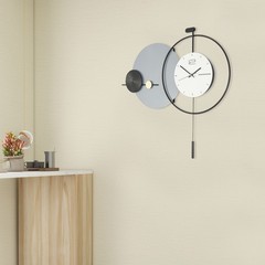 Mechanical Clock Indoor 31.2*28.4in Analog Round Modern Wall Clock Metal Clock