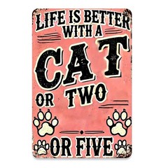 Vintage Cat Metal Sign Aluminum Sign 8×12 Funny Retro Decor Home Kitchen