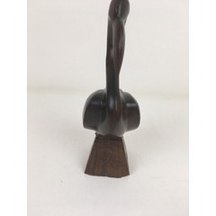 Vintage Hand Carved Wood Heron Egret Water Bird Dark Wood Smooth Finish