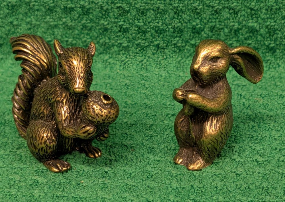 Vintage Solid Brass Squirrel & Rabbit Incense Stick Holders Free Shipping