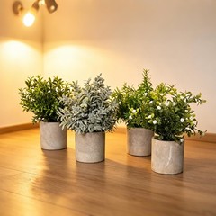 4 Pack Artificial Plants Office Bathroom Desk Decor Artificial Topiaries Flow…
