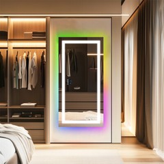 XXL Bluetooth LED Bathroom Mirror with Lights+RGB Backlit Anti Fog Vanity Mirror