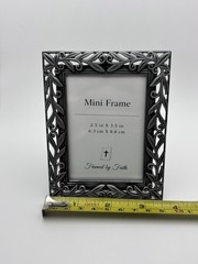 Christian Cross With Red Cardinal Wheat Field Mini Frame 2.5×3.5 Desk Art Faith