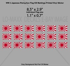 WW 2 Japanese Rising Sun Flag Fighter Bomber Kill Markings Printed Vinyl Sticker