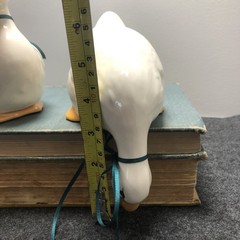 Vintage Cottage Core White Ceramic Goose Duck Home Decor Shelf Sitter Set/2