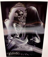 Vanity Lenticular 3D Picture Poster Girl In Mirror Skull Art