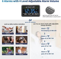 Digital Clock with Date and Day of Week for Seniors – Colorful Large Display