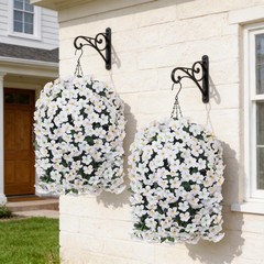Artificial Flowers with Basket for Outdoors, 3pcs Faux Hanging Morning Glory …