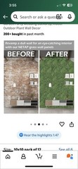 Artificial Grass Wall Panel 10x10in UV-Resistant Faux Boxwood Privacy Decor