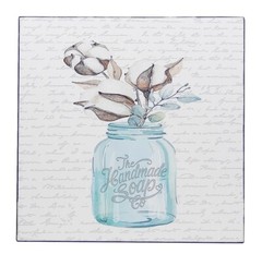 Farmhouse Bathroom Sign Shelf Sitter Wall Art Decor Print Soap Jar Cotton 5″ x 5