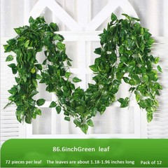 12Pack 86in Artificial Vine Leaves Green Hanging Fake Plants for Home Decor