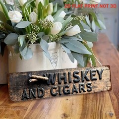 Vintage Whiskey and Cigars Metal Sign Retro Decor for Man Cave/Bar Wall Art 4×16