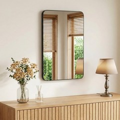5 Size Choice Rectangular Bathroom Mirror w/Round Corner&Metal Frame,Wall Mirror