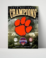 Clemson Autograph Print – 2018 National Champions Scorecard – Orange Crush