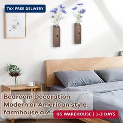 2 Pack Wood Wall Planter, Wall Decor Aesthetic for Living Room, Modern Farmhouse