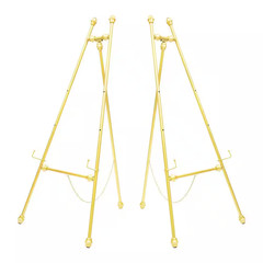 46.5 In. X 19.7 In. Gold Metal Portable Floor Easel Stand for Decorative Display