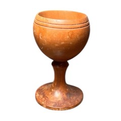 Wooden Goblet Wine Cup, Home Decor Art 2.5” in x 1” Church Miniature Vintage