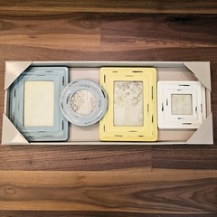 Belle Maison Shabby Chic Distressed Picture Frame Set 4 Piece Cottage Pastel 4×6