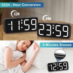 Digital Alarm Clock for Bedrooms – Plug in Electric Clock Big Numbers for Desk