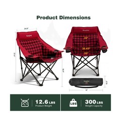 SUNNYFEEL 2 Pack Heavy Duty Camping Chairs for Adults Portable Oversized Fold…