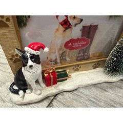 St Nicholas Square Christmas Dog House Picture Frame 4×6 Border Collie 3D Resin