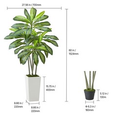 Uimoso 5ft Artificial Dracaena Tree in Pot Indoor Home Decor Faux Fake Plant