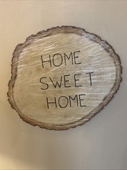 VTG Wood Log Slice Engraved Home Sweet Home Sign Hand-Made Farmhouse Home Decor