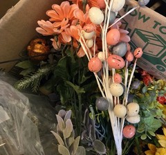 Large Faux Floral Pick Lot Wreaths, Crafting Holiday Multi Color Over 60 Picks