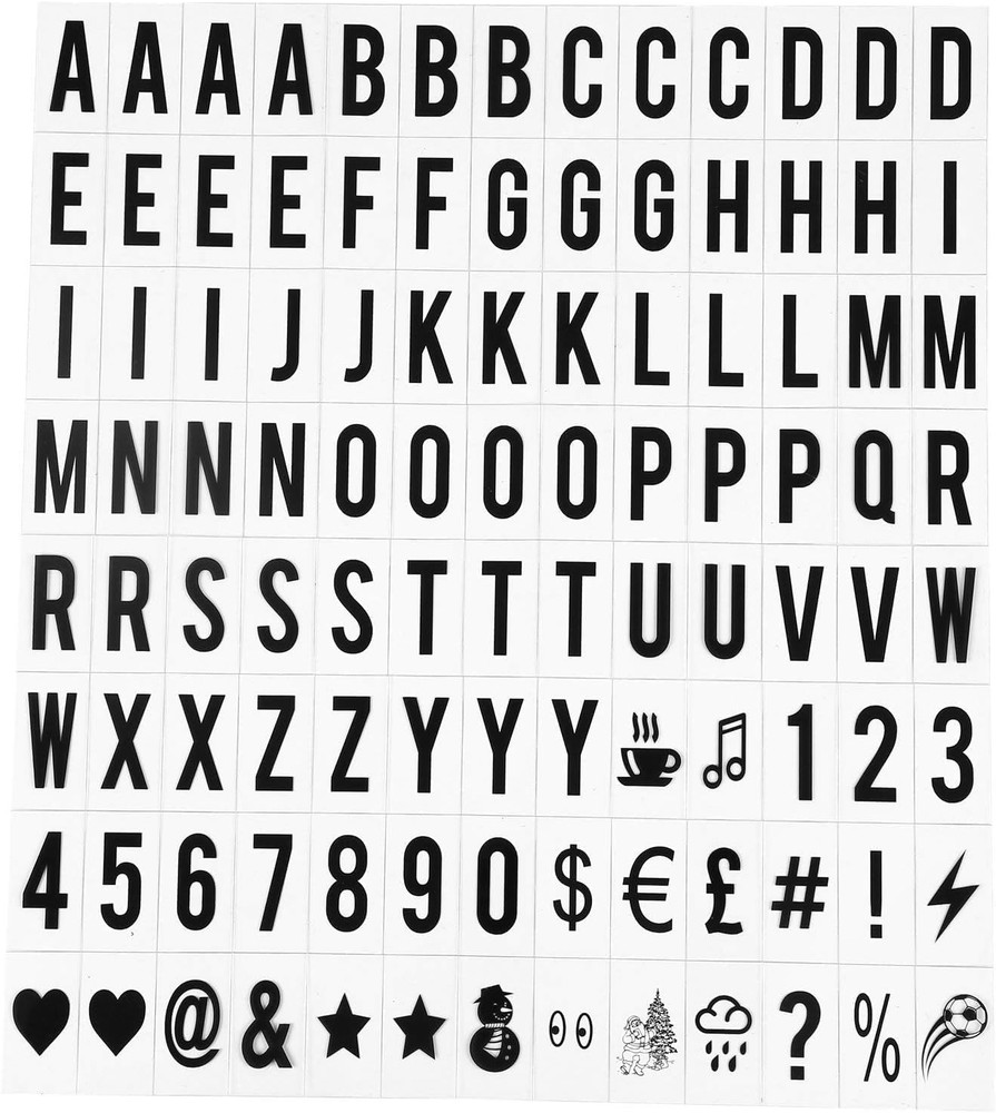 A Set 104Pcs Black Cinematic Lightbox Letters and Numbers Signs for A4 Light up