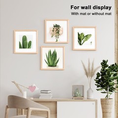 12×12 Picture Frames, 4 Pack Natural Solid Wood Square Frames for Art, 8×8 Ma…