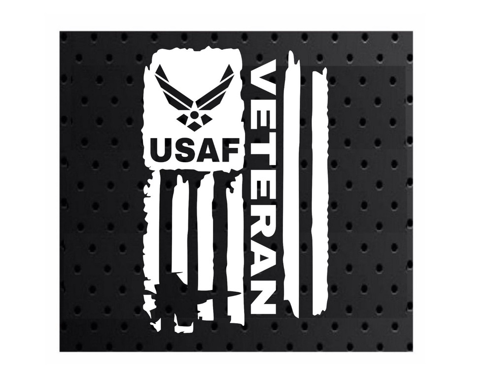 DISTRESSED USAF UNITED STATES AIR FORCE FLAG VETERAN DECAL STICKER 5″ x 7.7″