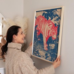 Vintage Japanese Tiger Poster Retro Asian Style Wall Art Traditional Decor